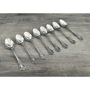 Stanley Roberts Rogers Teaspoons Stainless Valentine Set Of 8 Pierced 6-1/8"